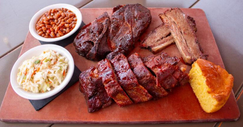 Plate of BBQ meats