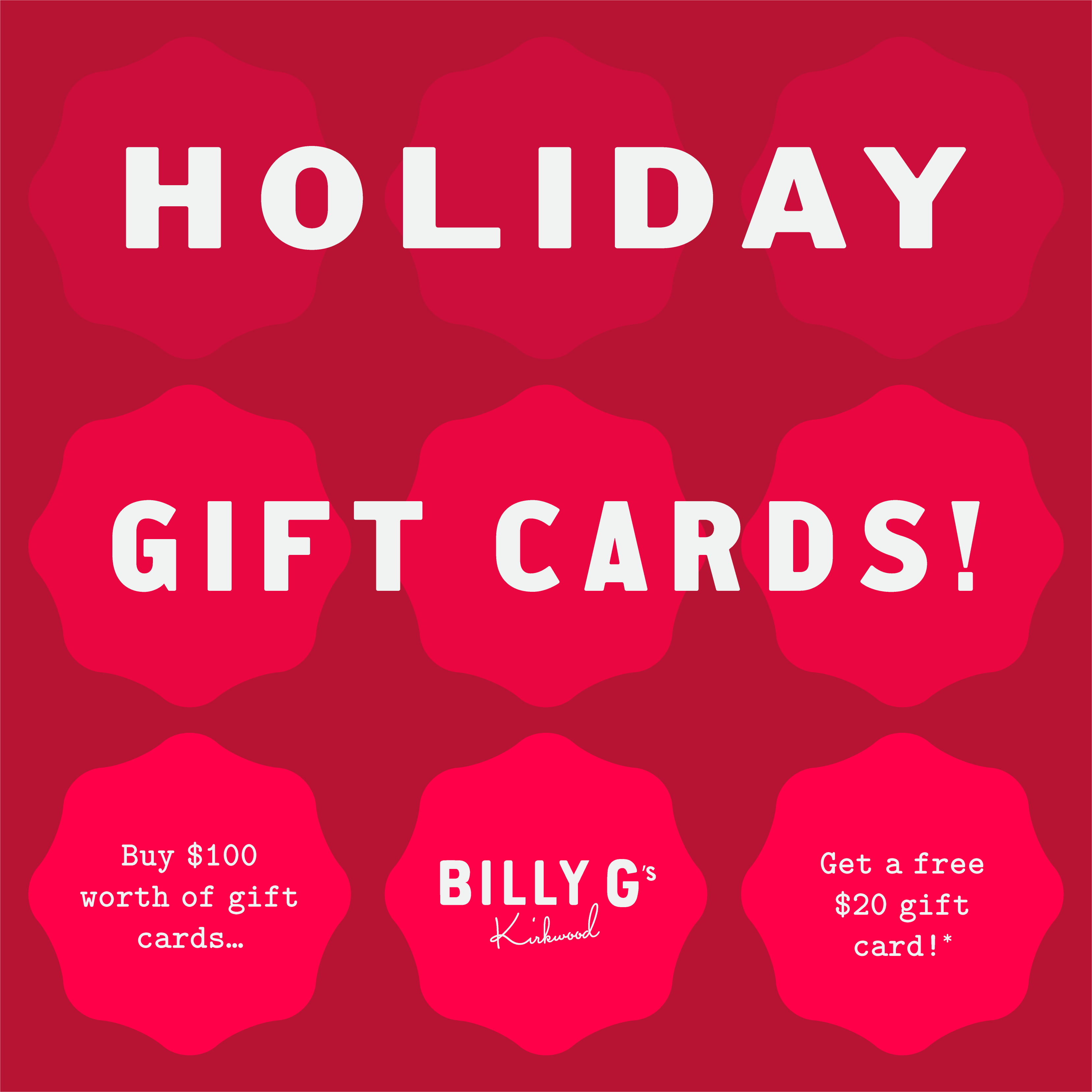 Gift Cards Billy G's Kirkwood